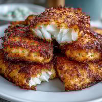 Crispy fried catfish fillets seasoned with Southern spices, golden and crunchy, served with zesty remoulade sauce for a classic soul food meal.