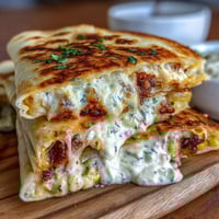 Crispy Cinco de Mayo Street Corn Quesadillas loaded with roasted corn, melty cheese, and smoky chipotle crema.