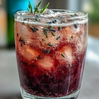 Vibrant blackberry lavender lemonade fizz with fresh berries and a lemon slice awaits.